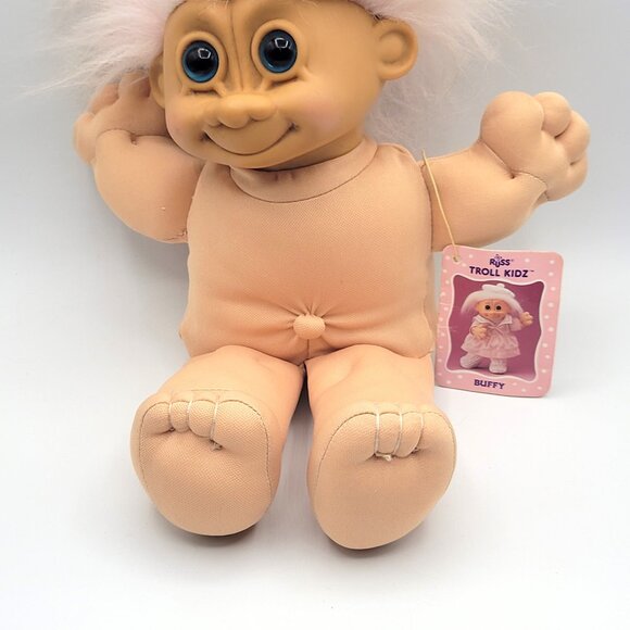 Vintage Russ Berrie Troll Kidz Doll BUFFY Girl Pink Dress Hat 12" WITH TAG - Picture 6 of 10